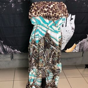 Multicolor Chain linked Strapless Dress